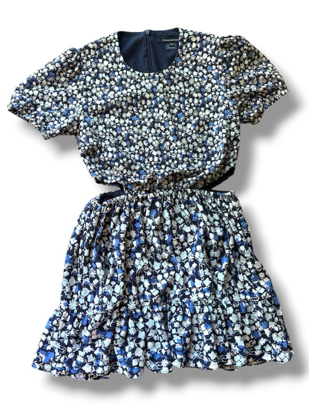 French Connection Bethany Verona Crepe Floral Cutout Mini Dress Size 4 - Picture 7 of 12